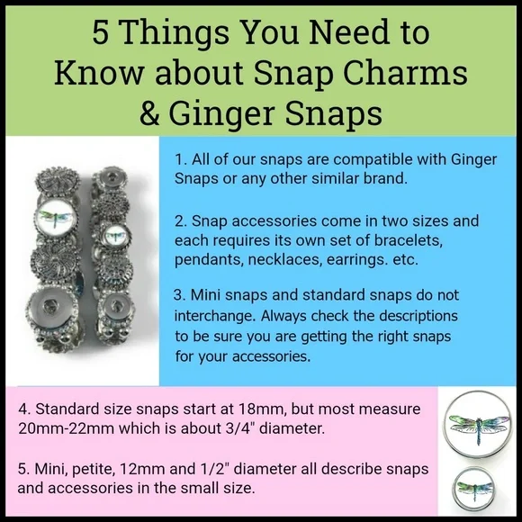 Snap Charm Pendant Necklace with Stainless Steel Chain and Turquoise Snap - Picture 8 of 8